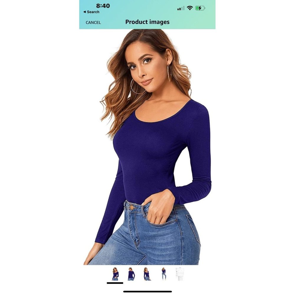 Large Womens Long Sleeve Scoop Neck Basic Solid Slim fit Tee Shirt Top
